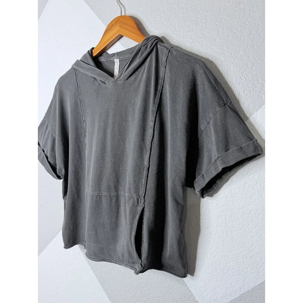 Free People FP Movement Hoodie Women's XS Gray Cropped Oversized Raw Seam USA